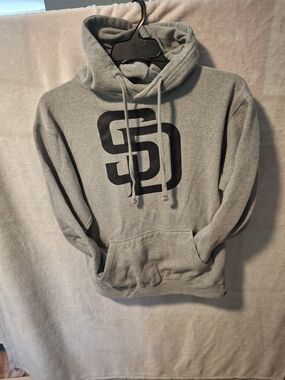 Gray Pullover Hoodie with Black Logo - Men's Casual Sweatshirt